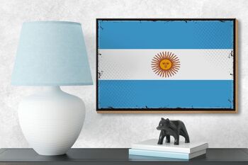 Panneau en bois drapeau argentine 18x12cm, drapeau rétro décoration argentine 3