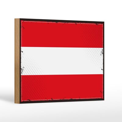 Holzschild Flagge Österreich 18x12cm Retro Flag of Austria Dekoration