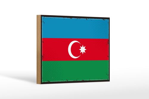 Holzschild Flagge Aserbaidschan 18x12 cm Retro Azerbaijan Dekoration