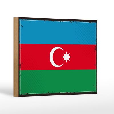 Holzschild Flagge Aserbaidschan 18x12 cm Retro Azerbaijan Dekoration