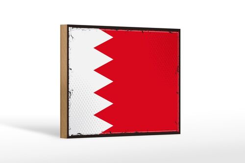 Holzschild Flagge Bahrains 18x12 cm Retro Flag of Bahrain Dekoration