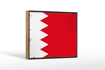 Panneau en bois Drapeau de Bahreïn 18x12 cm Drapeau rétro de Bahreïn Décoration 1