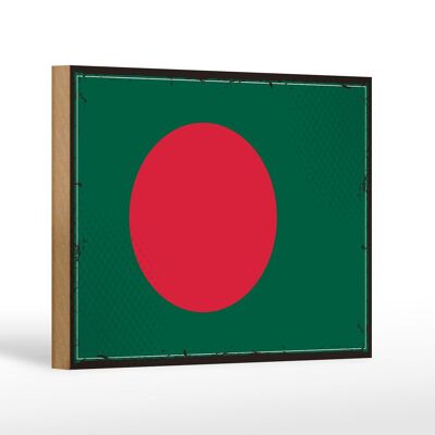 Holzschild Flagge Bangladesch 18x12 cm Retro Bangladesh Dekoration