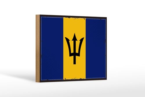Holzschild Flagge Barbados 18x12 cm Retro Flag of Barbados Dekoration
