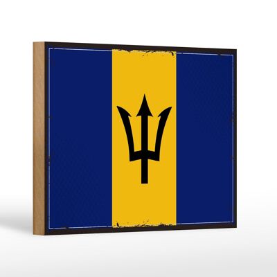 Cartello in legno Bandiera delle Barbados 18x12 cm Decorazione bandiera retrò delle Barbados