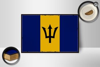 Panneau en bois drapeau de la Barbade 18x12 cm, drapeau rétro de la Barbade, décoration 2