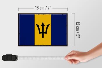 Panneau en bois drapeau de la Barbade 18x12 cm, drapeau rétro de la Barbade, décoration 4