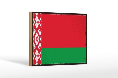 Holzschild Flagge Weißrussland 18x12 cm Retro Flag Belarus Dekoration