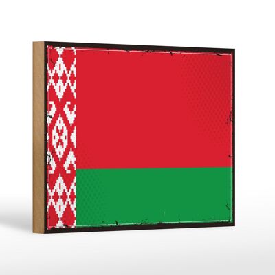 Letrero de madera Bandera de Bielorrusia 18x12 cm Bandera Retro Decoración de Bielorrusia