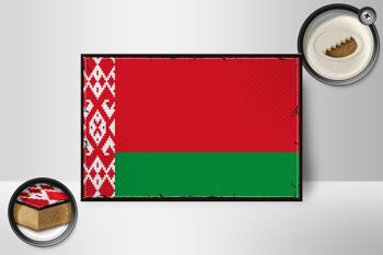 Panneau en bois drapeau Biélorussie 18x12 cm, drapeau rétro décoration biélorusse 2