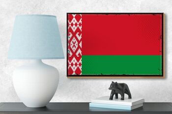 Panneau en bois drapeau Biélorussie 18x12 cm, drapeau rétro décoration biélorusse 3