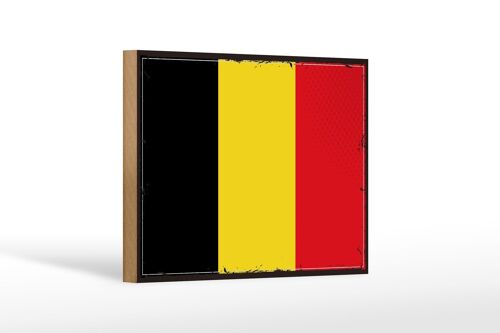Holzschild Flagge Belgiens 18x12 cm Retro Flag of Belgium Dekoration