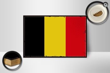 Panneau en bois drapeau de la Belgique 18x12 cm Décoration rétro drapeau de la Belgique 2