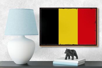 Panneau en bois drapeau de la Belgique 18x12 cm Décoration rétro drapeau de la Belgique 3