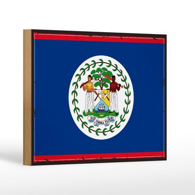 Wooden sign flag of Belize 18x12 cm Retro Flag of Belize decoration