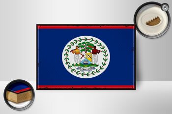 Panneau en bois drapeau du Belize 18x12 cm Décoration rétro drapeau du Belize 2