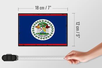 Panneau en bois drapeau du Belize 18x12 cm Décoration rétro drapeau du Belize 4