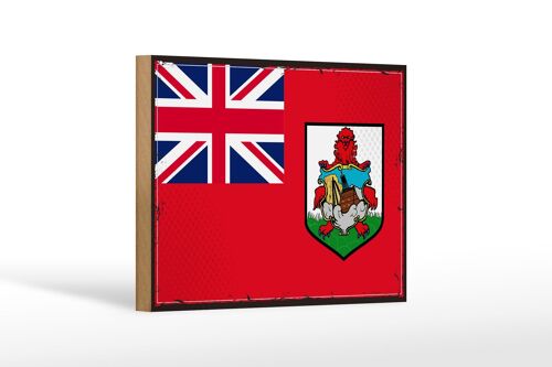 Holzschild Flagge Bermudas 18x12 cm Retro Flag of Bermuda Dekoration