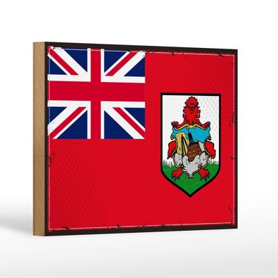 Cartello in legno Bandiera delle Bermuda 18x12 cm Decorazione bandiera retrò delle Bermuda