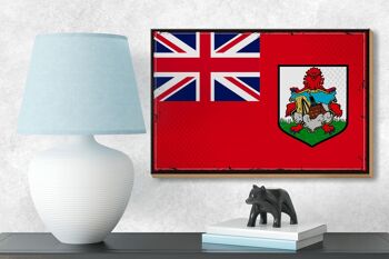 Panneau en bois drapeau des Bermudes 18x12 cm, drapeau rétro des Bermudes, décoration 3