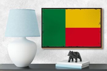 Panneau en bois drapeau du Bénin 18x12 cm Décoration rétro drapeau du Bénin 3