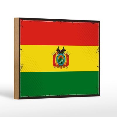 Holzschild Flagge Boliviens 18x12 cm Retro Flag of Bolivia Dekoration