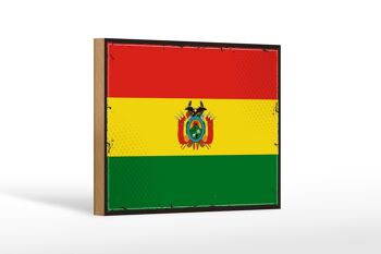 Panneau en bois drapeau de la Bolivie 18x12 cm Décoration rétro drapeau de la Bolivie 1