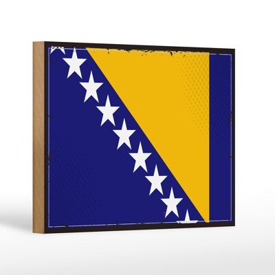 Letrero de madera bandera Bosnia y Herzegovina 18x12 cm decoración retro