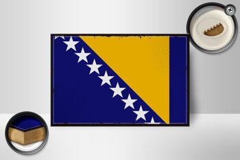 Panneau en bois drapeau Bosnie-Herzégovine 18x12 cm décoration rétro 2