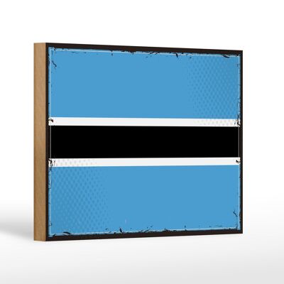 Cartello in legno Bandiera del Botswana 18x12 cm Decorazione con bandiera retrò del Botswana