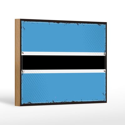 Holzschild Flagge Botswanas 18x12cm Retro Flag of Botswana Dekoration