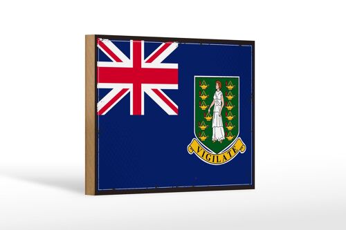 Holzschild Flagge Britischen Jungferninseln 18x12 cm Retro Dekoration