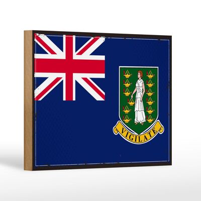 Letrero de Madera Bandera Islas Vírgenes Británicas 18x12 cm Decoración Retro