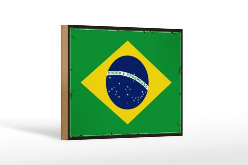Holzschild Flagge Brasiliens 18x12 cm Retro Flag of Brazil Dekoration