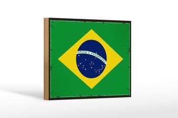 Panneau en bois drapeau du Brésil 18x12 cm Décoration rétro drapeau du Brésil 1