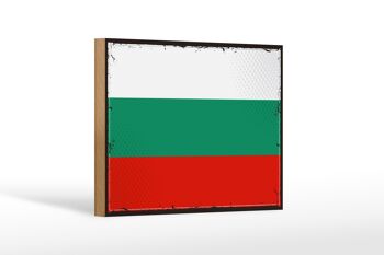 Panneau en bois drapeau de la Bulgarie 18x12 cm, drapeau rétro, décoration de la Bulgarie 1