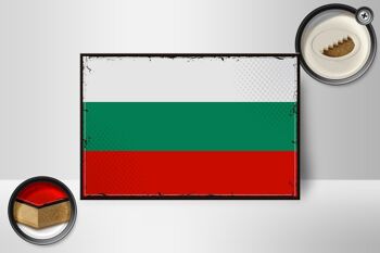 Panneau en bois drapeau de la Bulgarie 18x12 cm, drapeau rétro, décoration de la Bulgarie 2