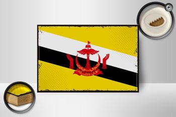 Panneau en bois drapeau du Brunei 18x12 cm Décoration rétro drapeau du Brunei 2