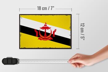 Panneau en bois drapeau du Brunei 18x12 cm Décoration rétro drapeau du Brunei 4