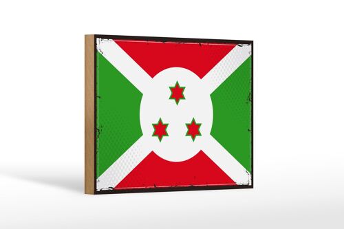 Holzschild Flagge Burundis 18x12 cm Retro Flag of Burundi Dekoration