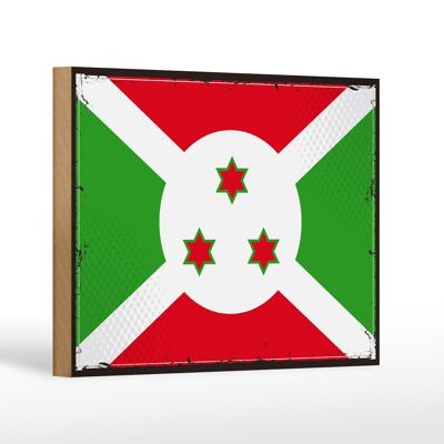 Panneau en bois drapeau du Burundi 18x12 cm décoration rétro drapeau du Burundi