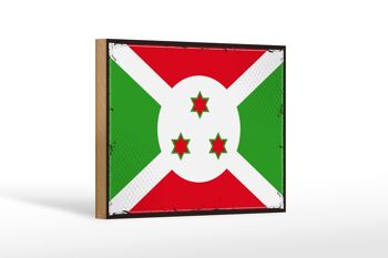 Panneau en bois drapeau du Burundi 18x12 cm décoration rétro drapeau du Burundi 1
