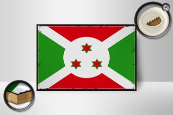 Panneau en bois drapeau du Burundi 18x12 cm décoration rétro drapeau du Burundi 2