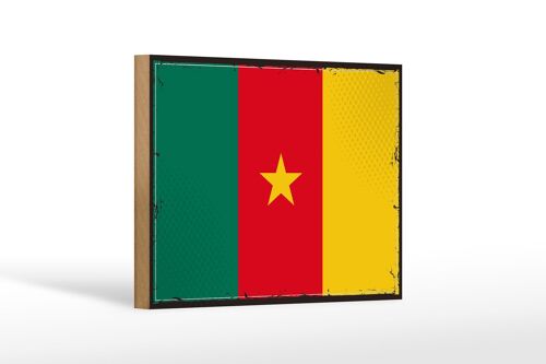 Holzschild Flagge Kameruns 18x12 cm Retro Flag of Cameroon Dekoration