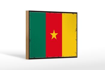Panneau en bois drapeau du Cameroun 18x12 cm Décoration rétro drapeau du Cameroun 1