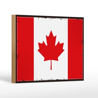 Letrero de madera bandera de Canadá 18x12 cm Decoración Retro Bandera de Canadá