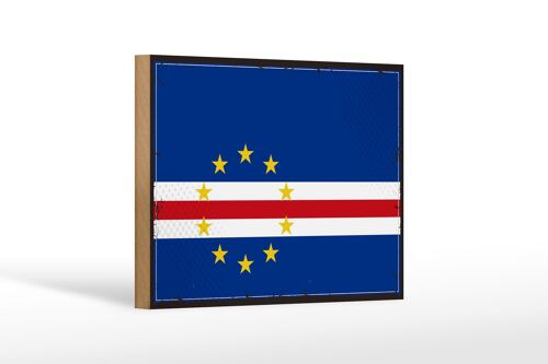 Holzschild Flagge Kap Verde 18x12 cm Retro Flag Cape Verde Dekoration