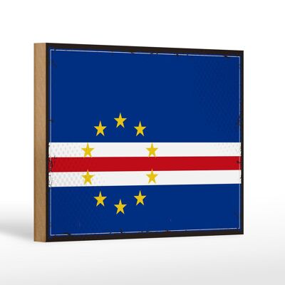 Letrero de madera bandera Cabo Verde 18x12 cm Bandera Retro Decoración Cabo Verde