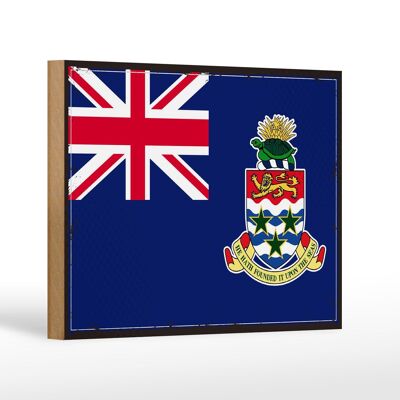 Letrero de madera bandera de Islas Caimán 18x12 cm decoración bandera retro