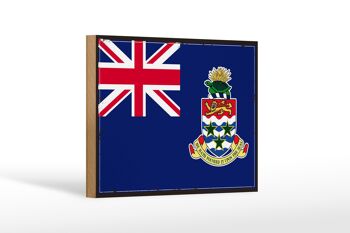 Panneau en bois drapeau des îles Caïmans, 18x12 cm, décoration rétro 1